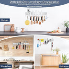 17 inch Magnetic Knife Holder with 10 Hooks, No Drilling Wall Mount, Powerful Magnet Rack