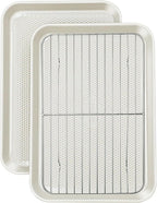 Nonstick Baking Sheet Pan Set (2 Cookie Sheets + 1 Cooling Rack), Jelly Roll Pan for Baking Roasting, Size 15 x 10 x 1 Inch, Warp-Free, Easy Clean, Dishwasher Safe