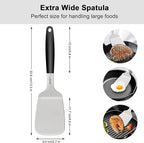 Stainless Steel Spatula, Large Metal Spatula for Kitchen and Grilling, Heavy Duty Turner for Cast Iron Skillet with Silicone Handle, Cooking and Flipping Steak, Pancake, Burger, 4.6 x 3.7 In