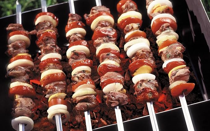Metal Skewer for Grilling,Kabob Skewer,Flat BBQ Barbecue Skewer,Grilling Skewers Set,Reusable BBQ (15" skewers(16 pack))