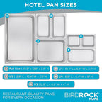 BIRDROCK HOME Stainless Steel Steam Table Pan - Hotel, Restaurant & Catering Supplies - 24 Gauge Steel, 4.3 qt Capacity - Meal Prep, Cooking, & Food Storage Container - 6" Depth, 1/4-Size (6 Pack)