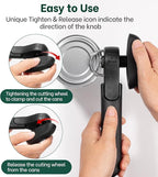 Beneno Can Opener, Safe Side Cut Can Opener Manual Smooth Edge with Smooth Cutting Wheel, Open Cans with no Sharp Edges, Effortless Easy to Turn Knob, Soft Non-Slip Handle, Black