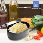 Black Compact Round Cheese Grater with Food Storage Container & Lid Grinder for Hard Parmesan, Ginger, Vegetables, Butter