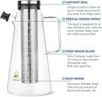 BTaT- Airtight Cold Brew Iced Coffee Maker Pitcher, 2 Liter/ 64 oz, Iced Tea Maker with Spout, Brewing Glass Carafe with Removable Stainless Steel Filter