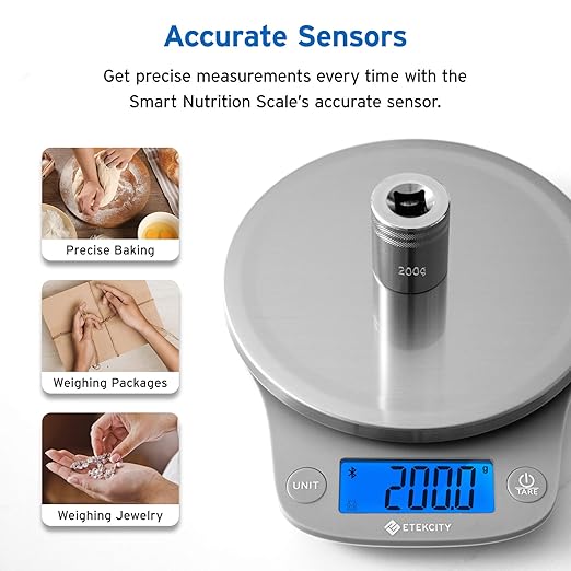 Etekcity Nutrition Smart Food Kitchen Scale, Digital Ounces and Grams for Cooking, Baking, Meal Prep, Dieting, and Weight Loss, 11 Pounds-Bluetooth, 304 Stainless Steel (Pack of 10)