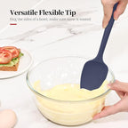 600ºF Heat Resistant Spatulas, High Heat Food Safe Semless Kitchen Silicone Spoon Spoonula Scraper Set for Cooking Baking Mixing Scraping Stirring Nonstick Cookware Pan (3Pcs,Midniaht Blue)