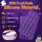 JOERSH Halloween Chocolate Silicone Molds, 2PCS Skull Shaped Candy Mold Non Stick for Chocolate, Fondant, Gummy, Jello, Ice Cubes, Dessert Cake Decorating