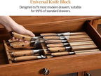 XINZUO In-drawer Knife Block, Natural Acacia Knife Drawer Oganizer, Insert-Kitchen Storage Holder, 11 Slots, Holds up to 11 Various Size Knives, Countertop Saving&Knife Protective