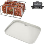 Griddle Pan & Rib Rack for Ninja Woodfire OG751/OG700 Series Grill, Non-Stick Upgraded Ceramic Cooking Flat Top Griddle Plate for Ninja XSKGRDPLT Woodfire Accessories, with 4 Full Racks Holder of Ribs
