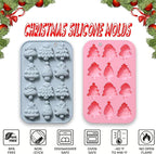 2 Pcs Christmas Tree Silicone Molds, 6 Types 12 Cavity Christmas Tree Shaped Candy Baking Moulds, for Chocolate Jelly Soap Fondant Candy Candles Pastry Gummies Cake DIY Decorating