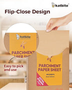 Katbite 200Pcs 12x16 In Unbleached Parchment Paper for Baking, Precut Parchment Paper Sheets, Heavy Duty Flat Baking Paper, Half Sheet Baking Sheets for Baking Cookies, Cooking, Air Fryer, Oven