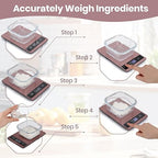 Digital Kitchen Scale - Precision Food Scale for Cooking & Baking (1g/0.05oz Accuracy) - Waterproof Stainless Steel with LCD Display, Batteries Included - Weight in Grams & oz (Rose Gold)
