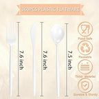 Supernal 360pcs White Plastic Silverware Heavy Duty Disposable Cutlery Set Includes White Party Knives,Plastic Forks and Spoons Suitable July 4th,Weddings & Birthday