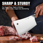TUO Meat Cleaver, 7 inch Heavy Duty Bone Chopper, High Carbon German Stainless Steel Butcher Knife, Pakkawood Handle Kitchen Chopping Knife with Gift Box - Fiery Phoenix Series