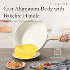 ESLITE LIFE Frying Pans Set with Lids Nonstick Skillets Set Egg Omelette Pans, Healthy Ceramic Coating Cookware Chef's Pan, Compatible with All Stovetops, PFOA Free (White,7-Piece)