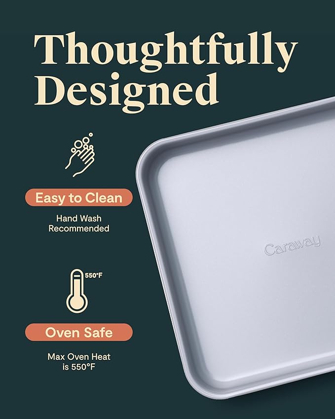 Caraway 9” Square Pan Duo - Non-Stick Ceramic Coating - Free From Forever Chemicals - Cake Pan Perfect for Brownies, Lemon Bars, & More - Cream