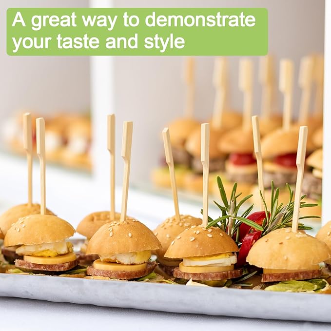 1200 PCS Bamboo Skewers for Appetizers 6.0 Inch Paddle Wooden Kabob Skewers Bamboo Cocktail Toothpicks Skewer Sticks for Appetizers Drinks Fruit Kababs Charcuterie Party