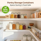 ComSaf Airtight Glass Jars with Lids 78oz Set of 3, Food Storage Canister Square - Storage Container with Clear Preserving Seal Wire Clip Fastening for Kitchen Canning Flour, Cereal, Pasta, Beans
