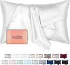 Mulberry Silk Pillow Cases Standard Size with Hidden Zipper, Ultra Smooth and Soft Breathable Cooling Silk Satin Pillowcase for Hair and Skin, Gifts for Women Men (Ivory, 20x26 Inches, 1 Pack)