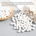 2.2Lb Ceramic Pie Weights Baking Beans Pie Crust Reusable 10mm Weights Natural Ceramic Stoneware with Wheat Straw Container (35 Oz Total) (Green)