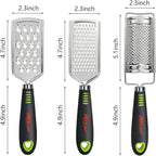 ALLTOP Food Graters for Cheese,Nutmeg,Potato,Ginger and Garlic,Cirtrus,Hand-held Stainless Steel Zester for Kitchen - Pro Multi-purpose Gadgets,Set of 3 Grinders