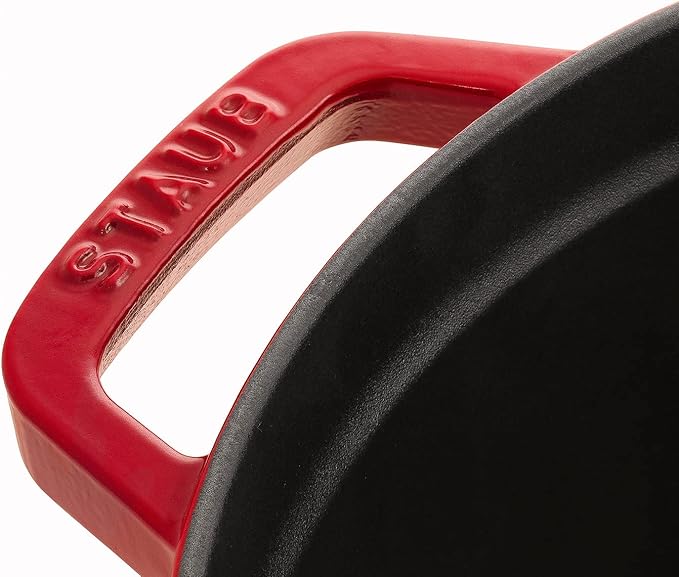 STAUB Cast Iron Dutch Oven 5.5-qt Round Cocotte, Made in France, Serves 5-6, Cherry