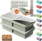 Silicone Freezer Tray with Lid Soup Freezer Container Molds with Steel Reinforced Rim Ice Cube Freezer Molds for Soup, Sauce, Leftovers, Homemade Meal Prep Containers Moldes De Silicona