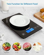 Large Digital Kitchen Scale, Drcowu 15kg Food Kitchen Scales for Baking, Cooking, Keto and Meal Prep, Food Weight Scale with 1g Accuracy and LCD Display, Easy to Read, Grams and Oz (Black)