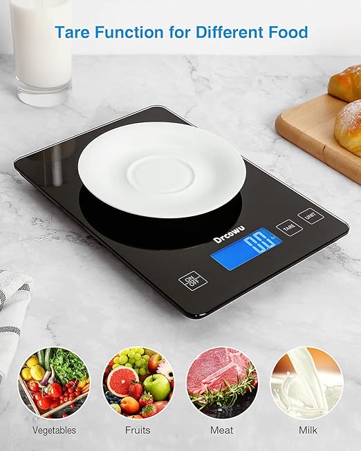 Large Digital Kitchen Scale, Drcowu 15kg Food Kitchen Scales for Baking, Cooking, Keto and Meal Prep, Food Weight Scale with 1g Accuracy and LCD Display, Easy to Read, Grams and Oz (Black)
