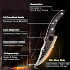Huusk Japan Knife Upgraded Version, Fillet Caveman Viking Knives Handmade Butcher Boning Knife for Meat Cutting Kitchen Knife with Sheath for Home or Camping Outdoor, Gift for Fathers