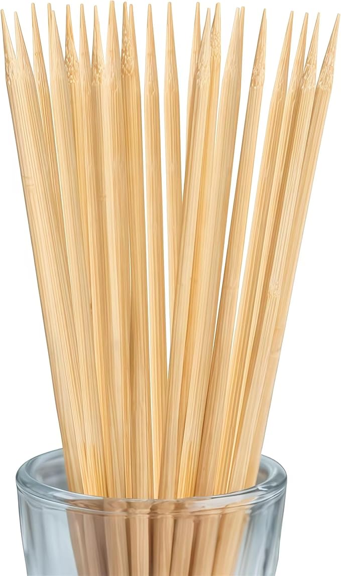 12 inch Natural Bamboo Skewers for Grilling，Chocolate Fountain，Kabob，Crafts，Barbecue，Flower Bouquet， Bouquet Wrapping Paper. Diameter=4mm. More Size Choices 6"/8"/10"/12"/36"(100 PCS)