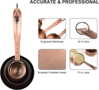 Copper Measuring Cups and Spoons Set 17 for Dry & Liquid, Metric & Us Stainless Steel Measuring Cups and Spoons Set with Leveler for Kitchen & Baking with 3/4 & 2/3 Measurer Cup