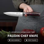 PAUDIN Chef Knife, 6 Inch Sharp Kitchen Knife, High Carbon Stainless Steel Utility Knives with Ergonomic Handle, Small Knifes for Home and Restaurant