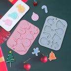 Christmas Silicone Chocolate Molds, 2 Pcs Snowman Bell Candle Gingerbread Man Walking Stick Christmas Tree and Gift Set 3D Shaped Molds, for Jelly Soap Fondant Candy Pastry Gummies Cake Decorating