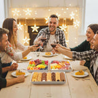 Lifewit Plastic Serving Tray for Party Supplies, 16" x 12" White Trays for Serving Food, Reusable Large Platter for Buffet, Fruit, Dessert, Snack, Veggie, Kitchen and Outdoor Use, Rectangle, 8 Pcs