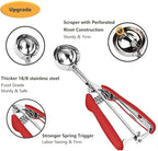Cookie Scoop, Ice Cream Scoop, 1Tbsp/15 ml/0.5oz Cookie Scoops for Baking, 18/8 Stainless Steel Cookie Scooper for Baking, Cookie Dough Scoop with Non-slip Grip (Red)