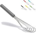 Flat Whisk Silicone Handle Non Slip 10" - 5 Wires Whisk with 10 Heads for Kitchen Cooking by Jell-Cell (Grey)