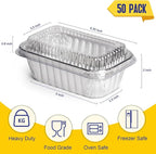 Small Aluminum Pans with Lids, 50 Pack Disposable Aluminum Loaf Pans 6x3.5x2 Inch, Thick Foil Pans Cookware for Baking Cakes, Bread, Meatloaf, Mini