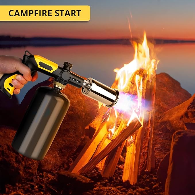 Powerful Cooking Torch, TBTEEK Sous Vide Propane Torch, Kitchen Culinary Grilling Torch Lighter for Searing Meat, Charcoal Lighter, BBQ and Campfire Starter (Tank Not Included)