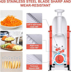 5 in 1 Safe Mandoline Slicer for Kitchen, Safe Vegetable Chopper, Paring Knife, Adjustable Thickness, Easy to Clean, Vegetable Slicer, Slicing, Strips, Shredding, Dicing,Chop (Tropical Orange)