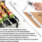 Kabob Skewers 17" Stainless Steel Long BBQ Barbecue Skewers, Flat Metal Kebob Sticks Wide Reusable Grilling Skewers for Meat Chicken,Set of 12 with Storage Bag