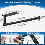 Paper Towel Holder - Self-Adhesive or Drilling, Matte Black Wall Mounted Rack - SUS304 Stainless Steel Kitchen Roll Holder Under Cabinet (2 Pack)