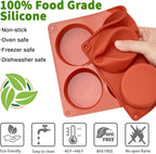 JOERSH 2-PK Silicone Egg Bite Molds Deep 3 Inch Frittata Baking Pans, Non-Stick Round Silicone Molds for Egg Breakfast Sandwich, English Muffin, Cheesecake, Dinner Rolls