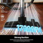 Aircliff Canister Vacuum Cleaner, Specially Designed Nozzle for Pet Family, 1200W & 17Kpa Strong Suction, 2 HEPA Filters & 5 Cleaning Tools for Hard Floor, Carpet, Upholstery, Pet Hair