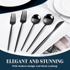 NOCCUR 40-Piece Stainless Steel Black Silverware Set for 8 - Black Utensils Set Include Knives Spoons and Forks for Home/Party/New Year