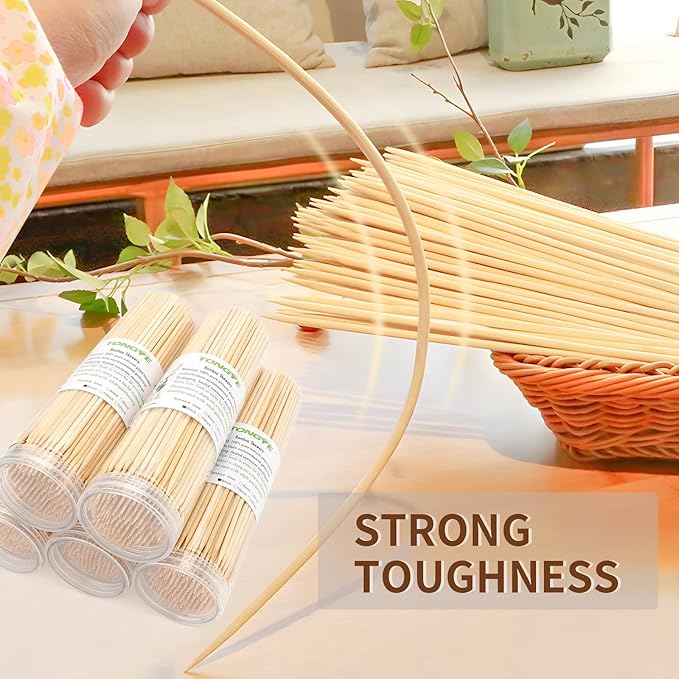 [200 PCS] 10 inch Bamboo Skewers, Premium Wooden Skewers Without Splinters, Skewers for Grilling, BBQ, Appetizer, Fruit Kabobs, Chocolate Fountain, Cocktail Toothpicks, and Food Skewer Sticks.