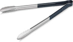 New Star Foodservice 35803 16-Inch Utility Spring Tongs, Stainless Steel, Vinyl Coated, Set of 12, Blue