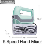Hamilton Beach Professional 5-Speed Electric Hand Mixer with Snap-On Storage Case, QuickBurst, Stainless Steel Twisted Wire Beaters and Whisk, Mint (62658)