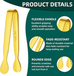 BEWOS 12Pcs Mini Serving Tongs - 4.3 Inch 304 Stainless Steel Ice Tongs, Gold Serving Tongs for Charcuterie Boards Accessories Serving, Coffee Bar, Tea Party, Desserts Banquet and Ice Bucket
