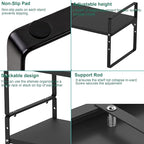 iPEGTOP 2 Pack Expandable Cabinet Storage Shelf Organizer Rack, Heavy Duty Steel Metal Spice Rack Adjustable Height Office Garage Pantry Shelf Space Riser for Counter Kitchen Organization, Black